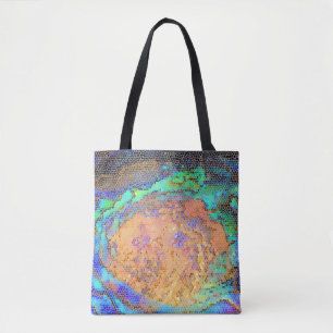 Vibrant Abalone Shell Mosaic Pattern Abstract Tote Bag