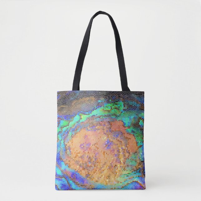 Vibrant Abalone Shell Mosaic Pattern Abstract Tote Bag (Front)