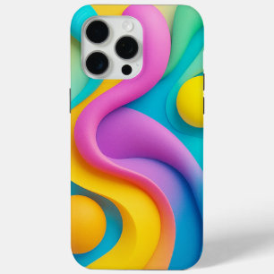 Vibrant Abstract 3D Shapes iPhone 15 Pro Max Case