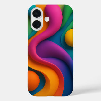 Vibrant Abstract 3D Shapes iPhone 16 Case
