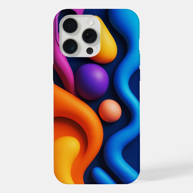 Vibrant Abstract 3D Shapes iPhone Case (Back)
