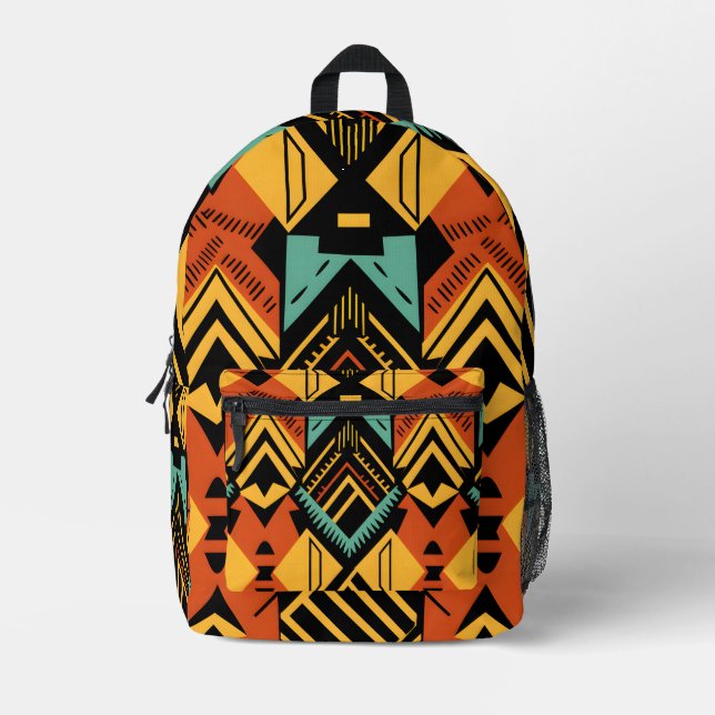 Vibrant Abstract African Pattern Printed Backpack (Front)