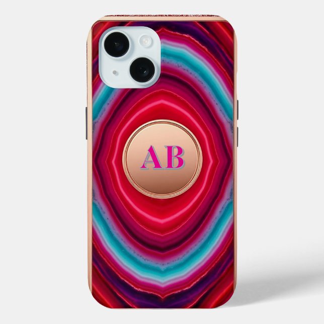 Vibrant Abstract Agate Pattern with Glittering Case-Mate iPhone Case (Back)