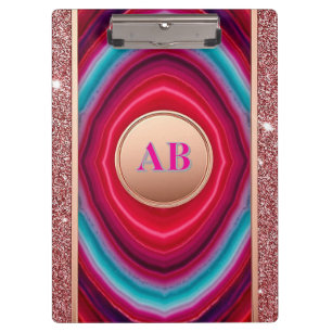 Vibrant Abstract Agate Pattern with Glittering Clipboard