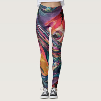 Vibrant Abstract All-Over-Print T-Shirt Design Leggings