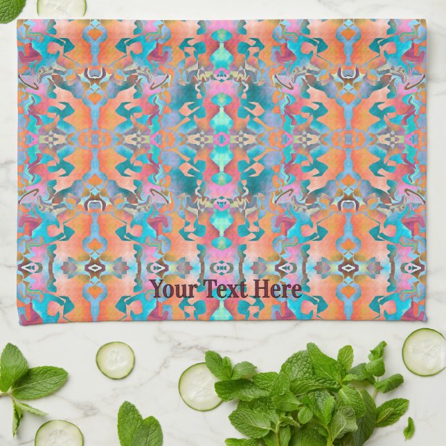 Vibrant Abstract Art Mirror Effect Pattern Kitchen Towel (Folded)