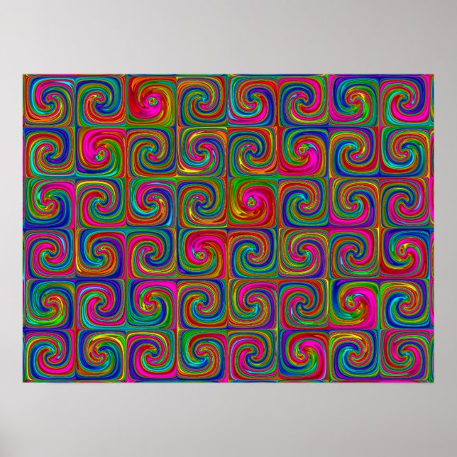 Vibrant Abstract Art Spirals Poster (Front)