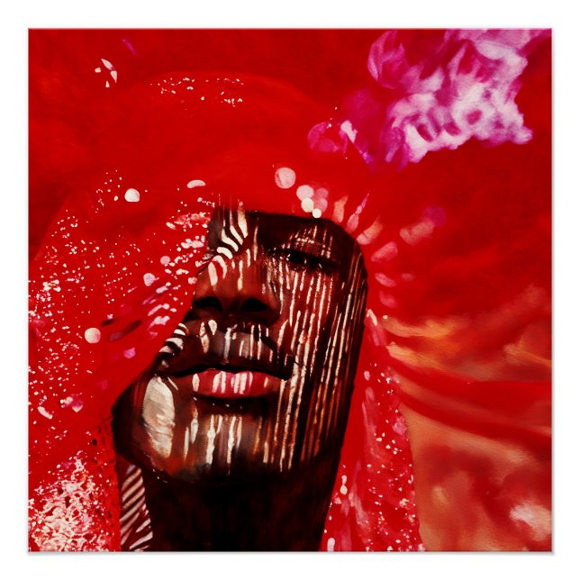 Vibrant Abstract Art With Bold Red Poster (Front)