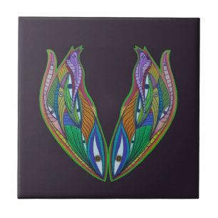 Vibrant Abstract Artwork- Visionary Psychedelic  Tile