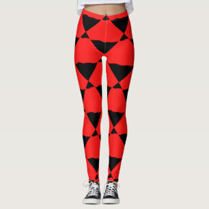 Vibrant Abstract Black and Red Art Print Leggings