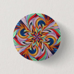 Vibrant Abstract Bloom - Colourful Wall Art 1 Inch Round Button