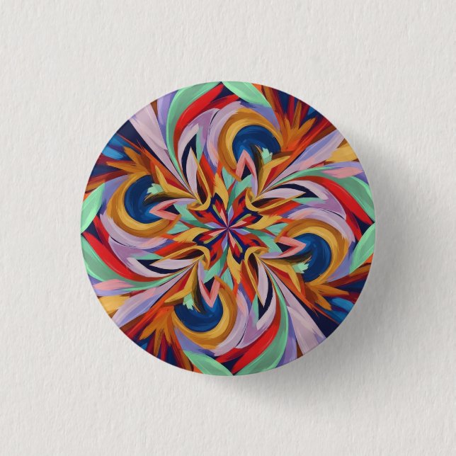  Vibrant Abstract Bloom - Colourful Wall Art 1 Inch Round Button (Front)