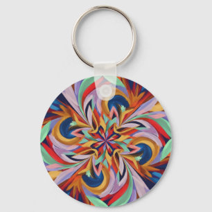Vibrant Abstract Bloom - Colourful Wall Art Keychain