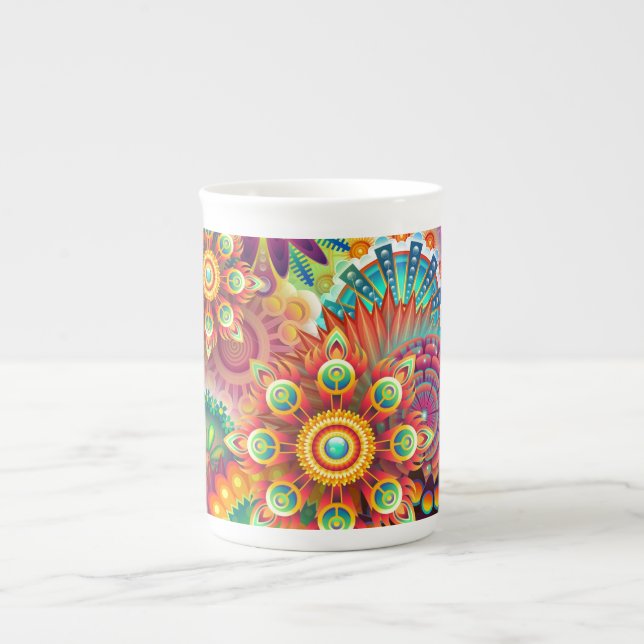 Vibrant Abstract Bone China Mug (Front)