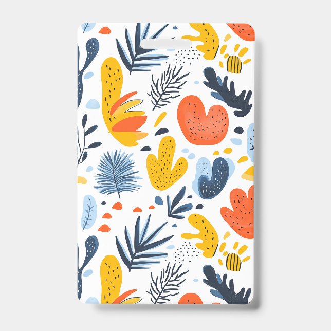 Vibrant Abstract Botanical Pattern Badge (Front)