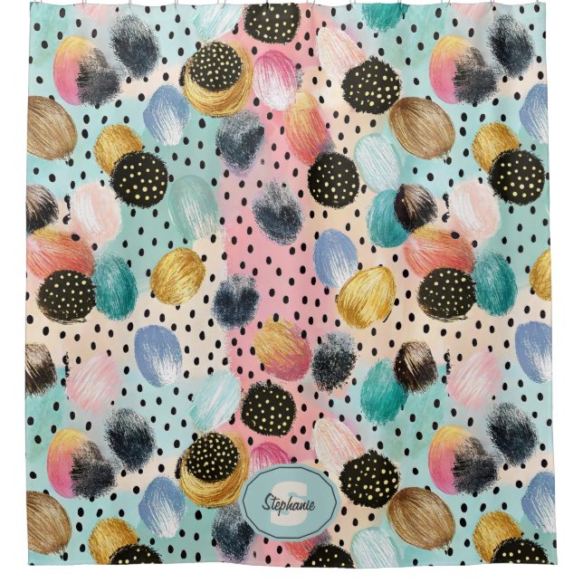 Vibrant Abstract Brushstroke & Polka Dot Pattern (Front)