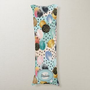 Vibrant Abstract Brushstroke & Polka Dot Pattern Body Pillow