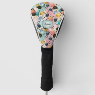 Vibrant Abstract Brushstroke & Polka Dot Pattern Golf Head Cover