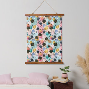 Vibrant Abstract Brushstroke & Polka Dot Pattern Hanging Tapestry