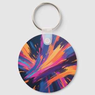 Vibrant Abstract Brushstrokes Colour Explosion Keychain