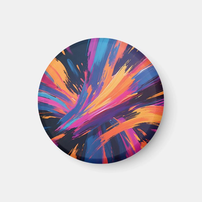 Vibrant Abstract Brushstrokes Colour Explosion Magnet (Front)