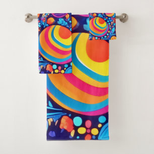 Vibrant Abstract Bubble Universe Bath Towel Set