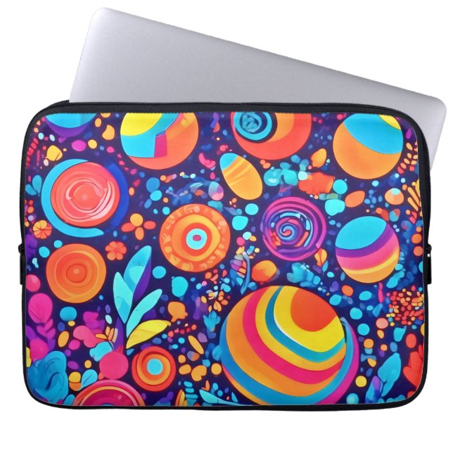 Vibrant Abstract Bubble Universe Laptop Sleeve (Front)