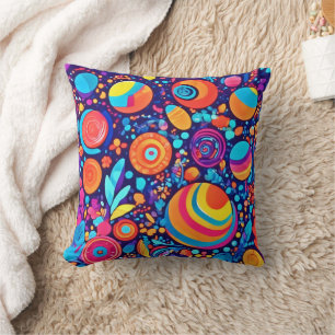 Vibrant Abstract Bubble Universe Throw Pillow
