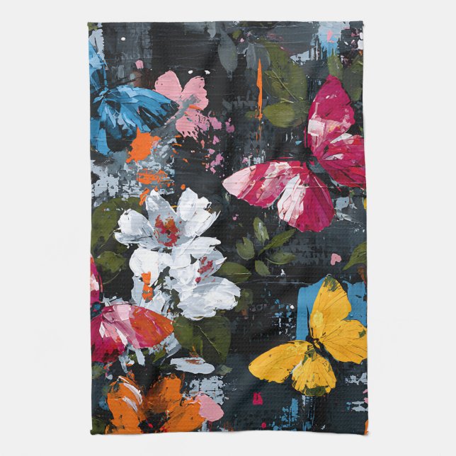 Vibrant Abstract Butterfly Flight (2) Kitchen Towel (Vertical)