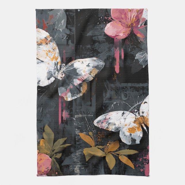 Vibrant Abstract Butterfly Flight (3) Kitchen Towel (Vertical)