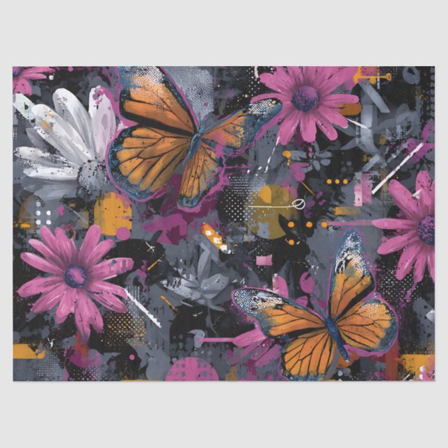 Vibrant Abstract Butterfly Flight (4) Tissue Paper (Front)