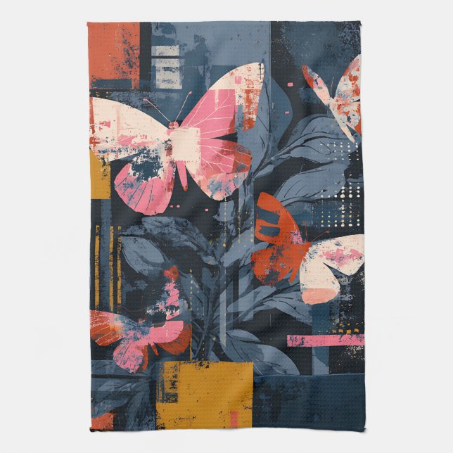 Vibrant Abstract Butterfly Flight (6) Kitchen Towel (Vertical)