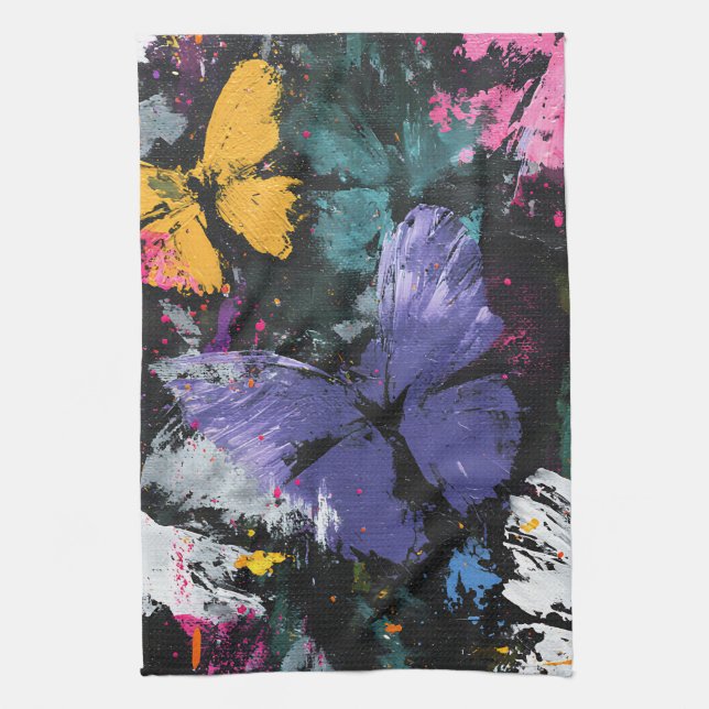 Vibrant Abstract Butterfly Flight (7) Kitchen Towel (Vertical)