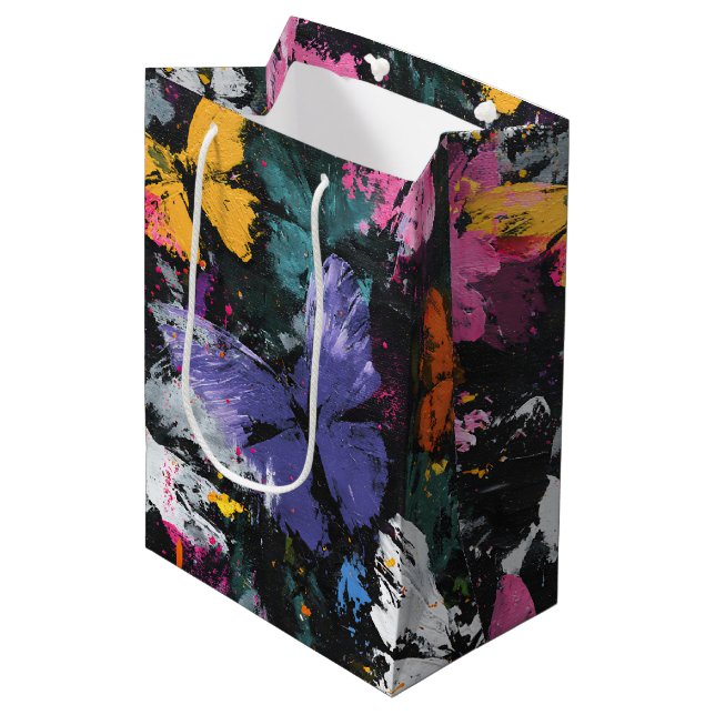 Vibrant Abstract Butterfly Flight (7) Medium Gift Bag (Front Angled)