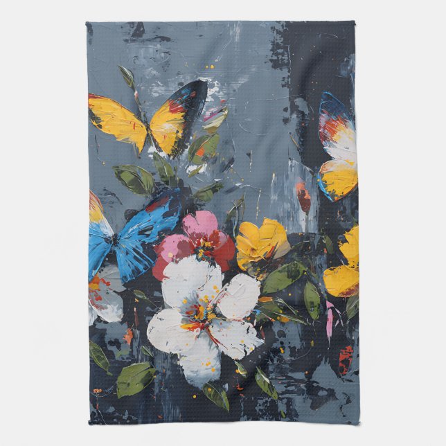 Vibrant Abstract Butterfly Flight (9) Kitchen Towel (Vertical)