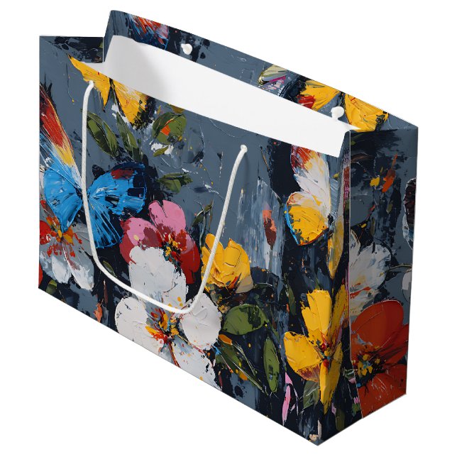 Vibrant Abstract Butterfly Flight (9) Large Gift Bag (Front Angled)