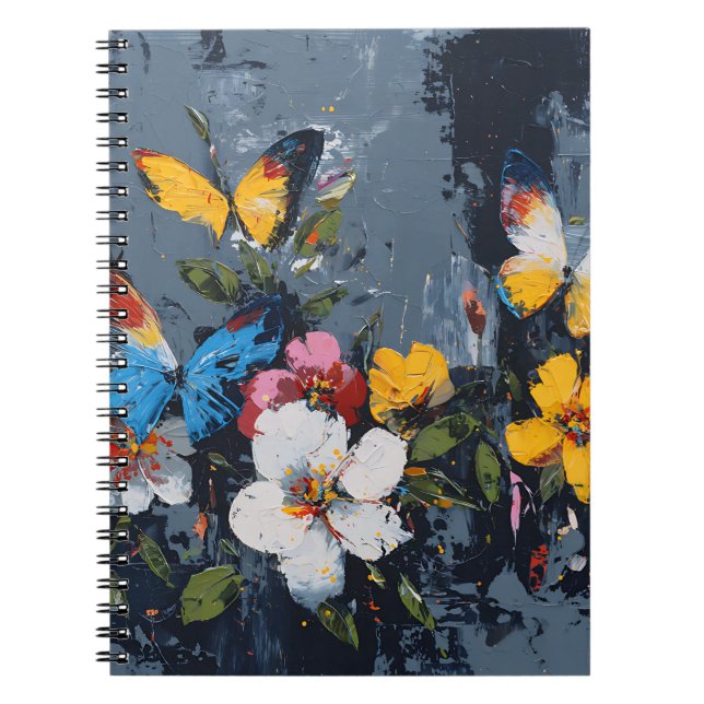 Vibrant Abstract Butterfly Flight (9) Notebook (Front)