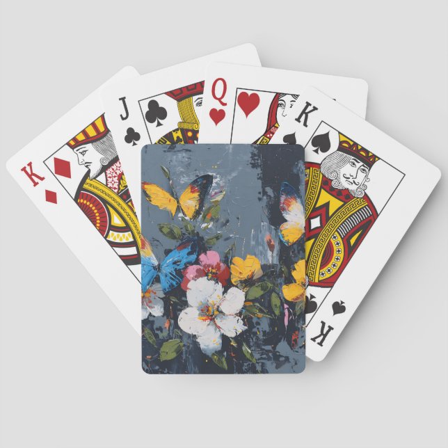 Vibrant Abstract Butterfly Flight (9) Playing Cards (Back)
