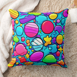Vibrant Abstract Candyland Throw Pillow