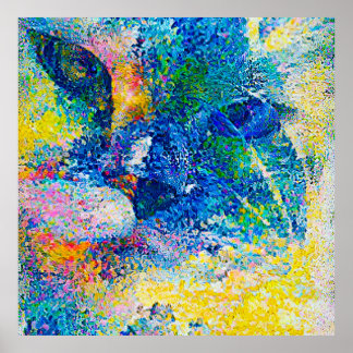 Vibrant Abstract Cat Art Print