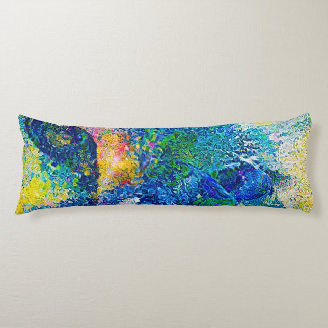 Vibrant Abstract Cat Art Print Body Pillow (Front)