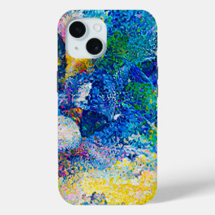 Vibrant Abstract Cat Art Print iPhone 15 Case