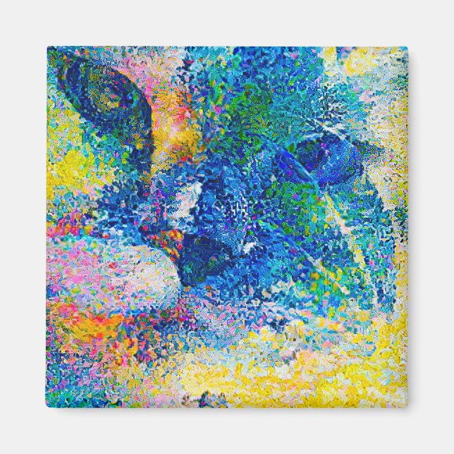 Vibrant Abstract Cat Art Print Magnet (Front)