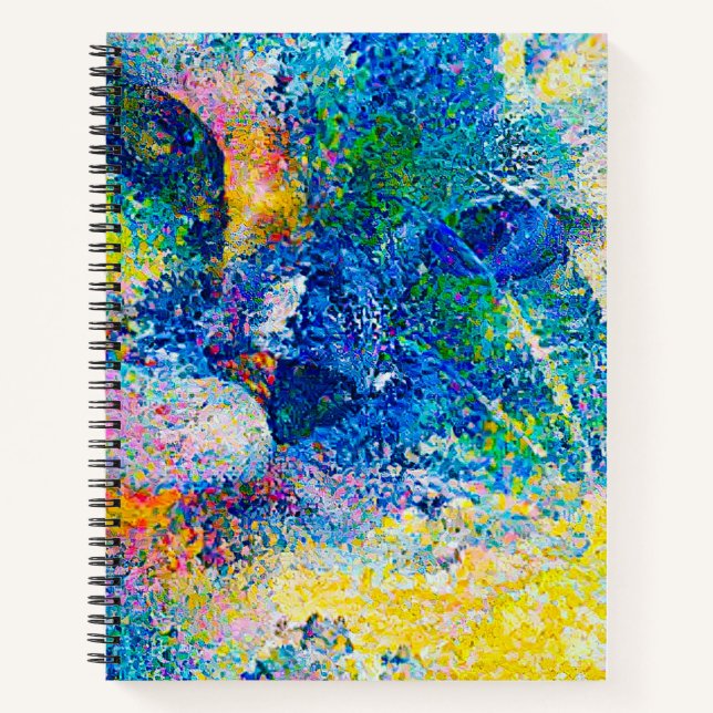 Vibrant Abstract Cat Art Print Notebook (Front)