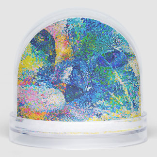 Vibrant Abstract Cat Art Print Snowglobe