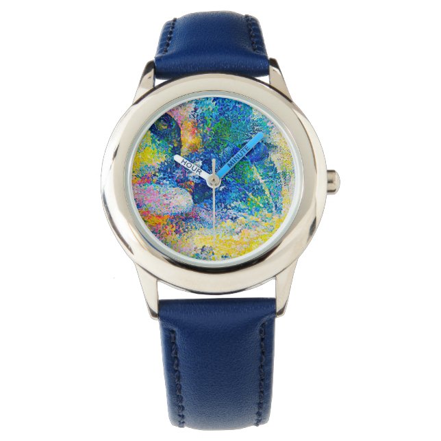 Vibrant Abstract Cat Art Print Watch (Front)
