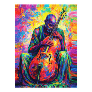 Vibrant Abstract Cellist Musician Rainbow Colours Photo Print