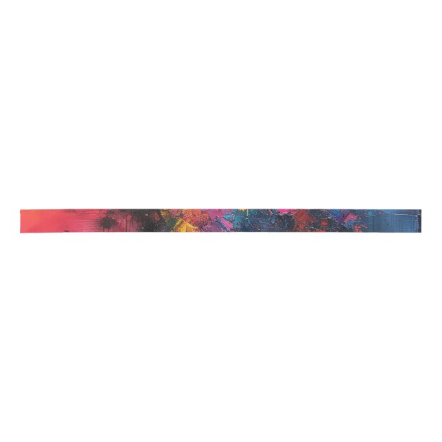 Vibrant Abstract Color Wrapping Satin Ribbon (Front)