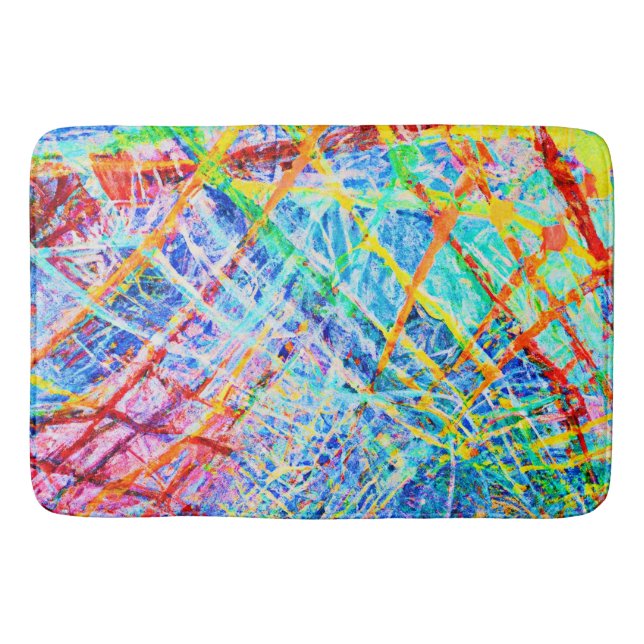 Vibrant Abstract Colour Explosion Pattern Bath Mat (Front)