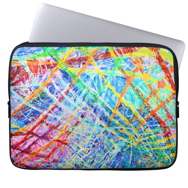 Vibrant Abstract Colour Explosion Pattern Laptop Sleeve (Front)